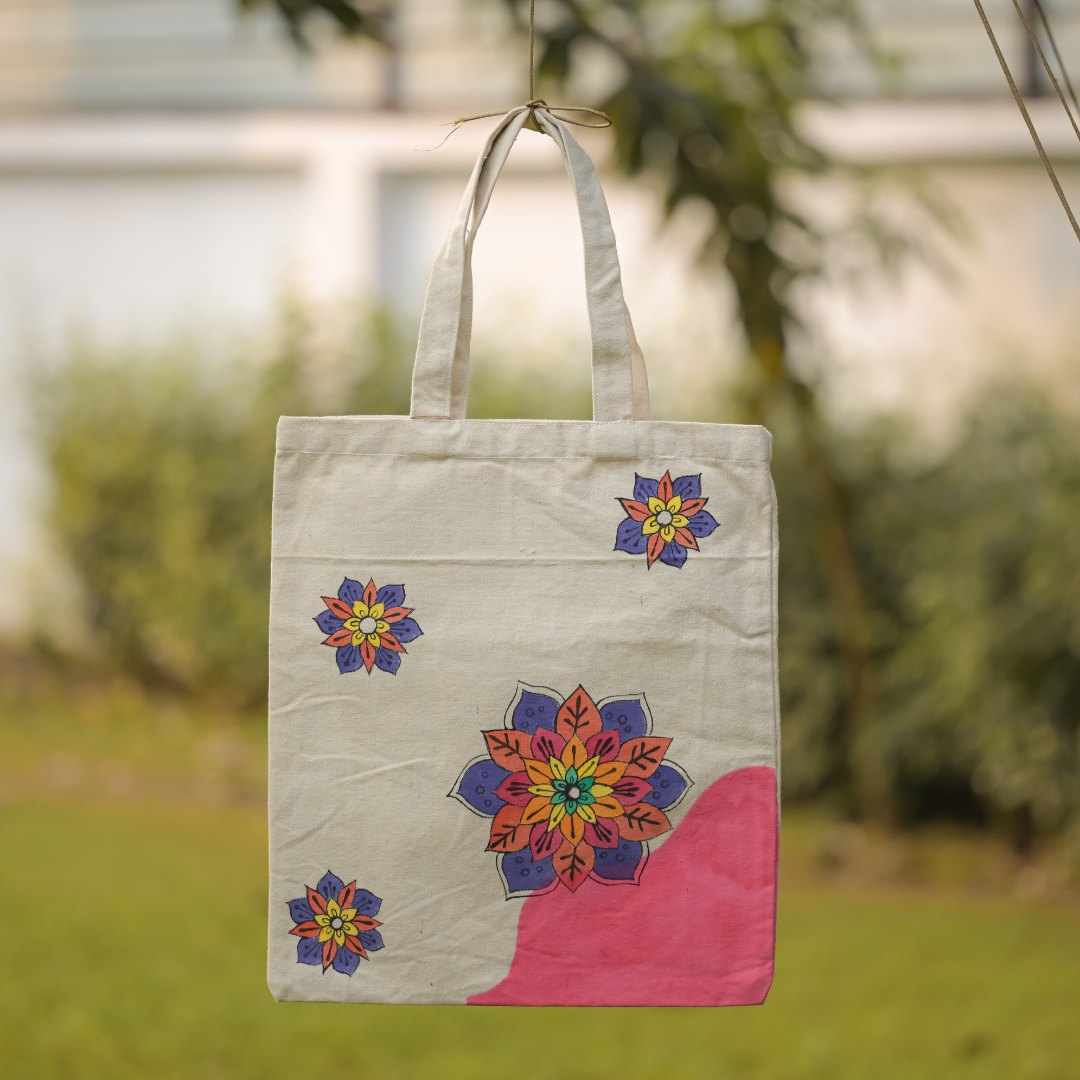 Fabric Hand Painted Bag Painting Designs Mithila Hand-Painted Jute