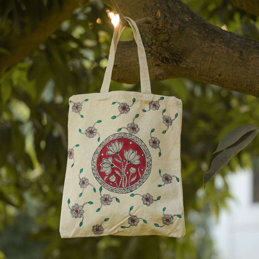 Flower Handpainted Tote Bag