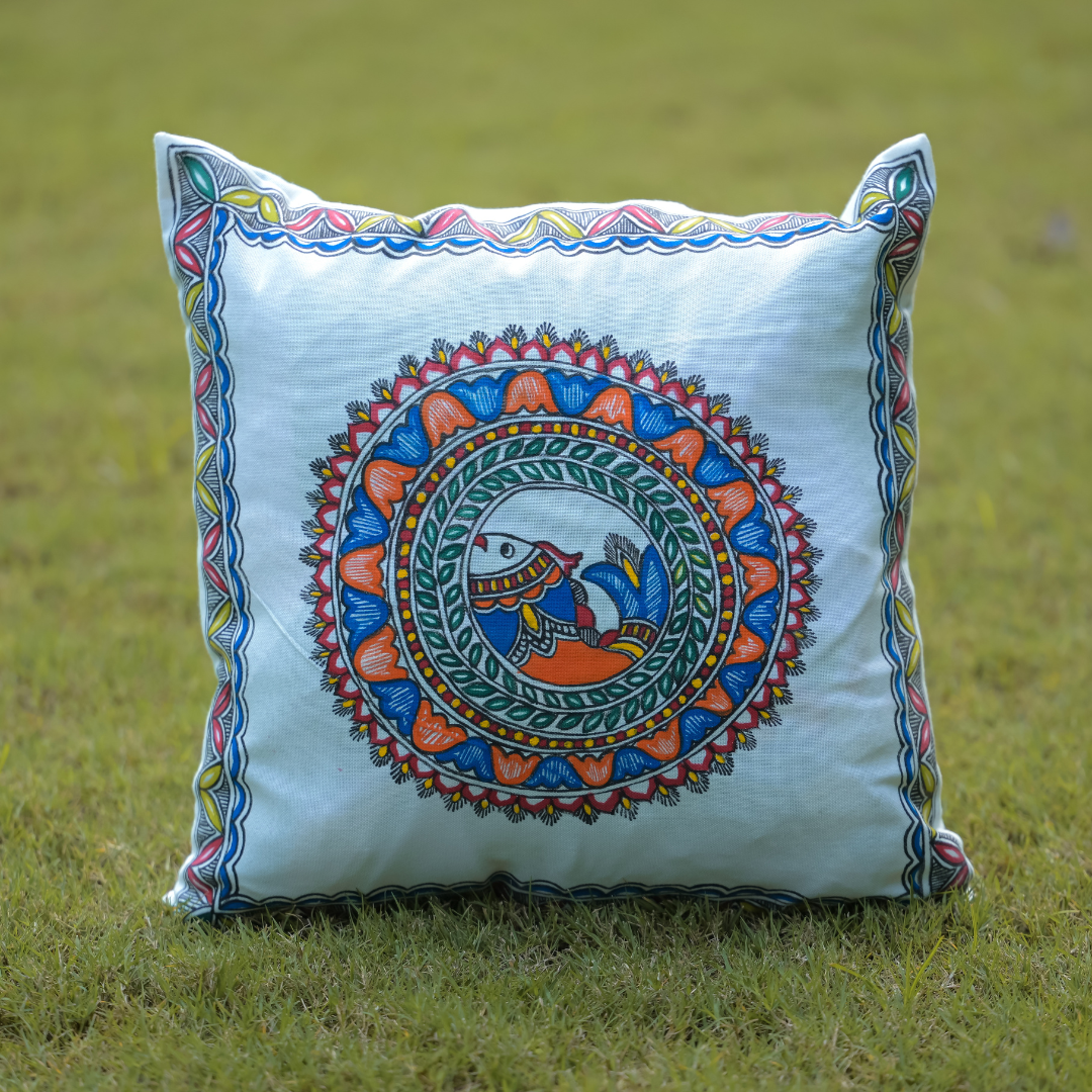 Matsya Handpainted Cushion Cover