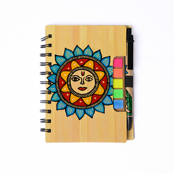 Sun Theme Handpainted Wooden Diary