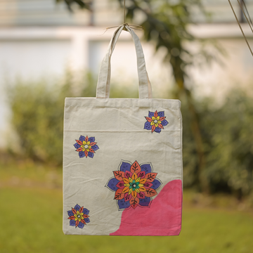 Flower Theme Handpainted Tote Bag