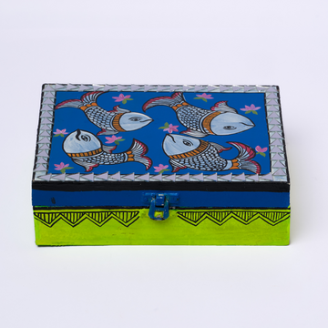 Madhubani Fish Handpainted Jewellery Box