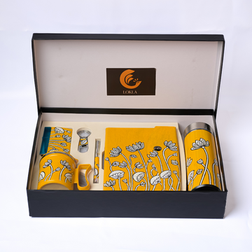 Dreamy Yellow Madhubani Handpainted 6-in-One Premium Gift Set