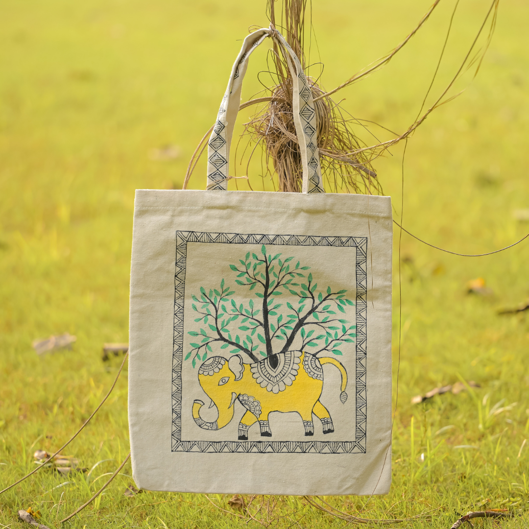 Baby Elephant Handpainted Tote Bag