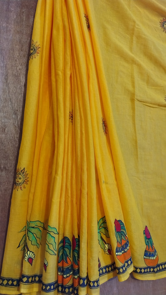 Chhat Puja Hand painted Saree