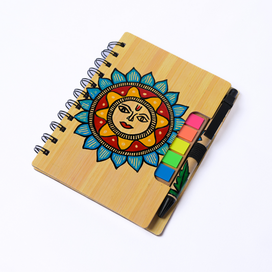 Sun Theme Handpainted Wooden Diary