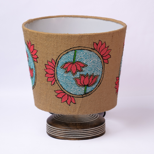 Lotus Handpainted Jute Table Lamp