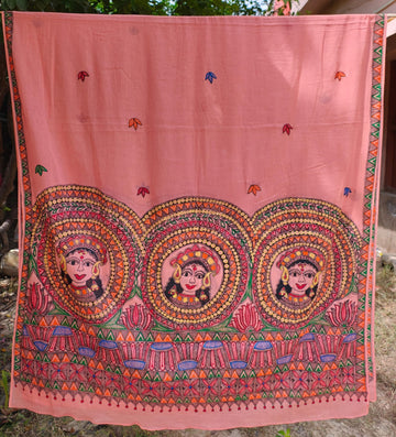 “Devi”- MADHUBANI HANDPAINTED Mul COTTON DUPATTA