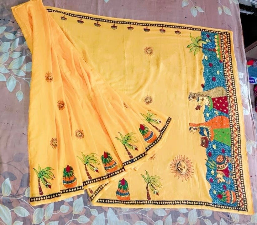 Yellow Chhaat Puja Saree