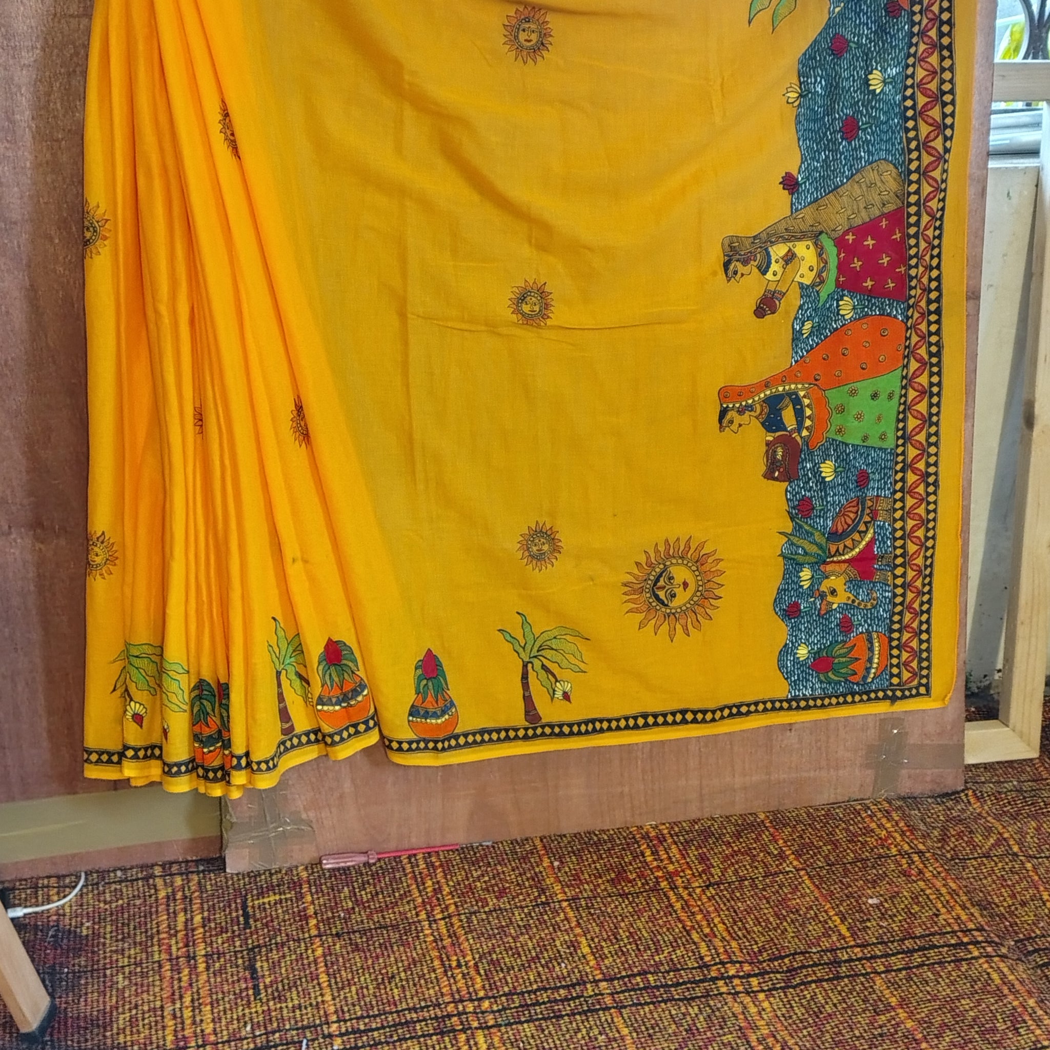 Chhat Puja Hand painted Saree